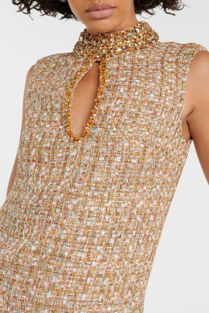Greta Tweed Embellished Mini Tweed Dress