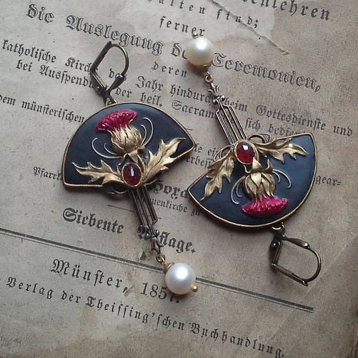 Bohemian Pearl & Red Crystal Earrings