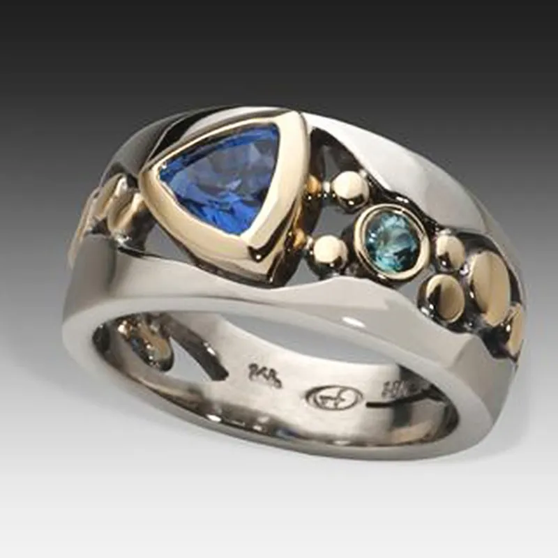 Exclusive Vintage Blue Crystal Silver Ring