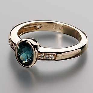 Exclusive Blue Inlay Crystal Gold Ring