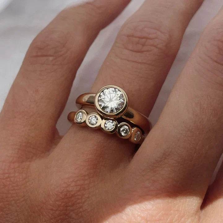 Timeless Golden Zirconia Ring Collection