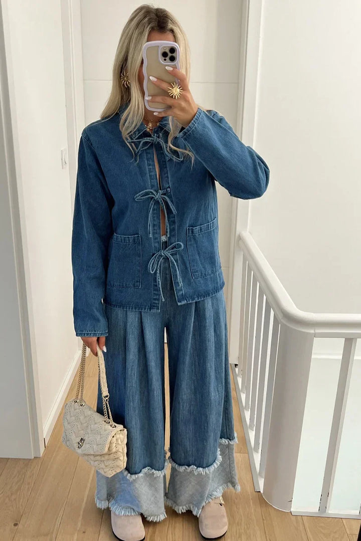 Florencia Tie Dark Blue Denim Jacket