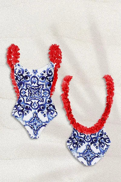 Gessa Printed Gathered Two-pieces Swim Set
