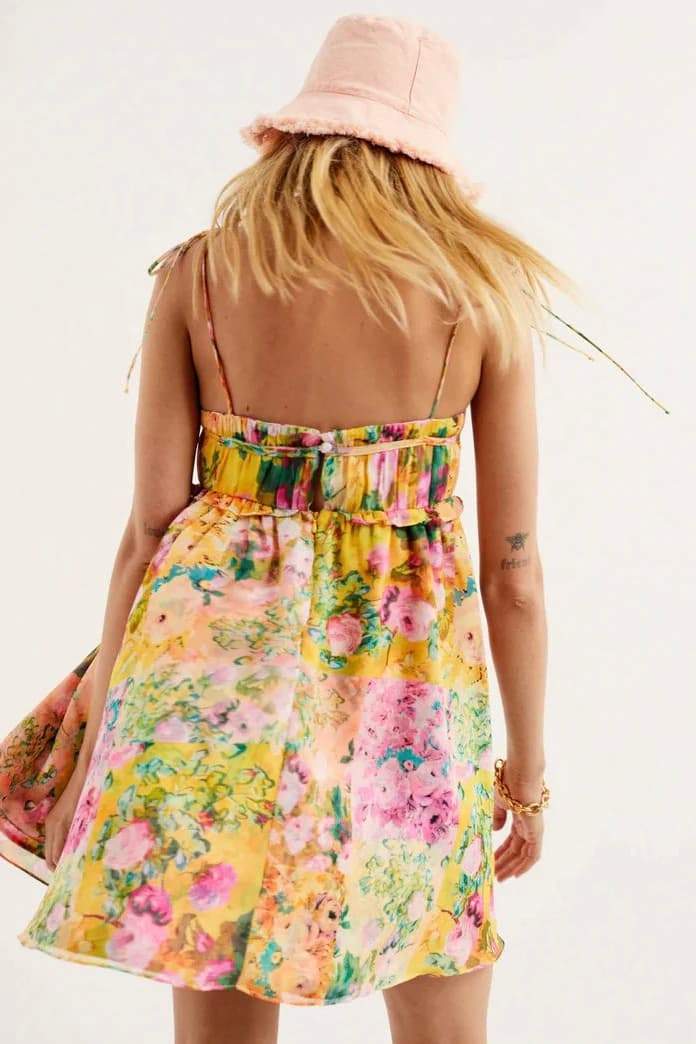 Enola Floral Printed Chiffon Mini Dress