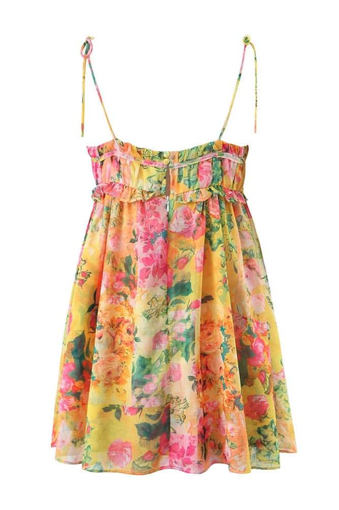 Enola Floral Printed Chiffon Mini Dress