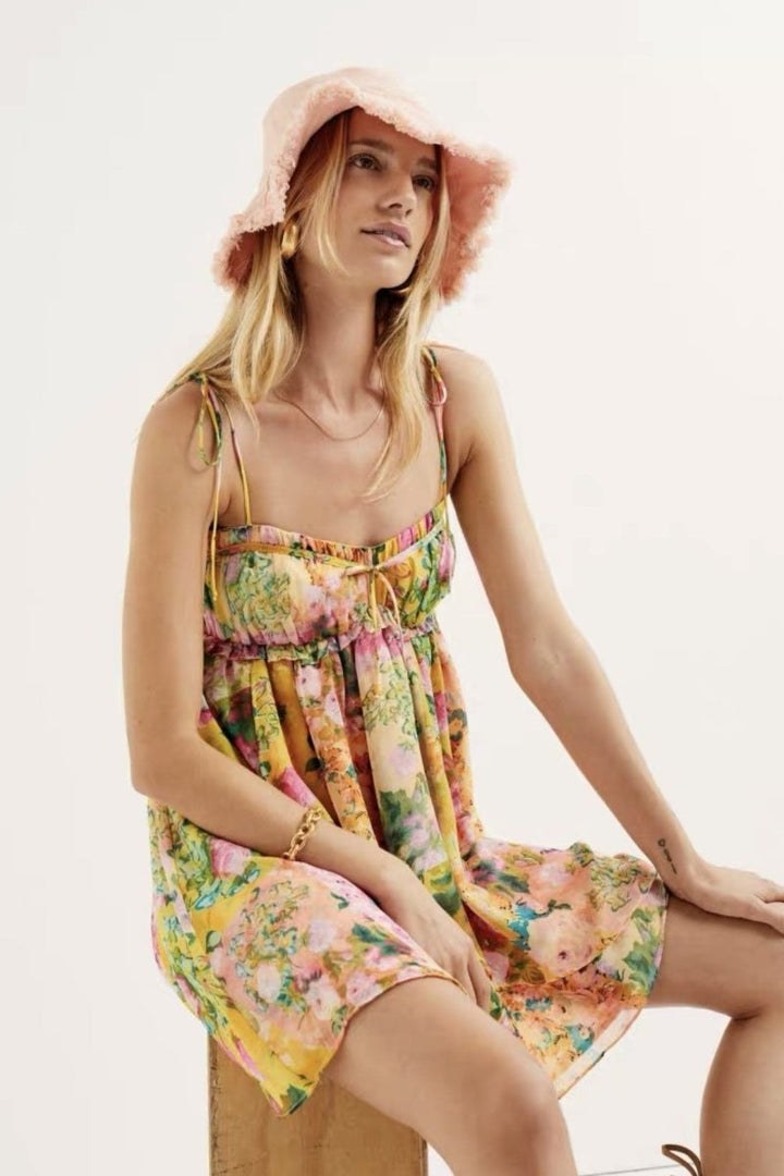 Enola Floral Printed Chiffon Mini Dress