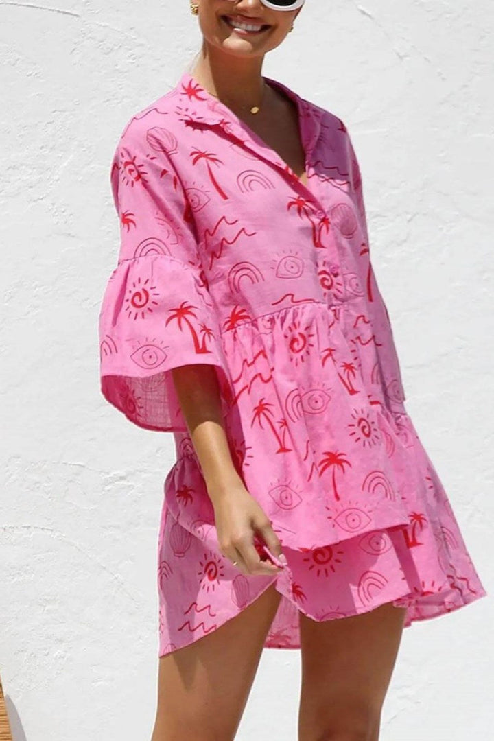 Everlee Style Loose Shirt Short Dress