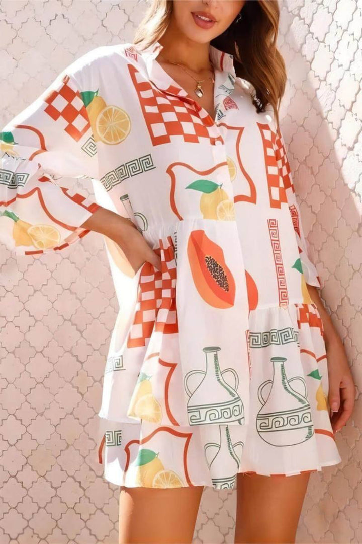 Everlee Style Loose Shirt Short Dress