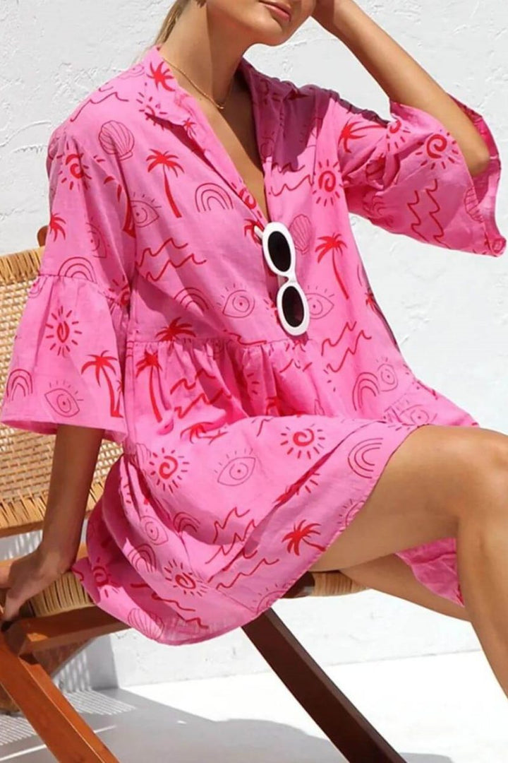 Everlee Style Loose Shirt Short Dress