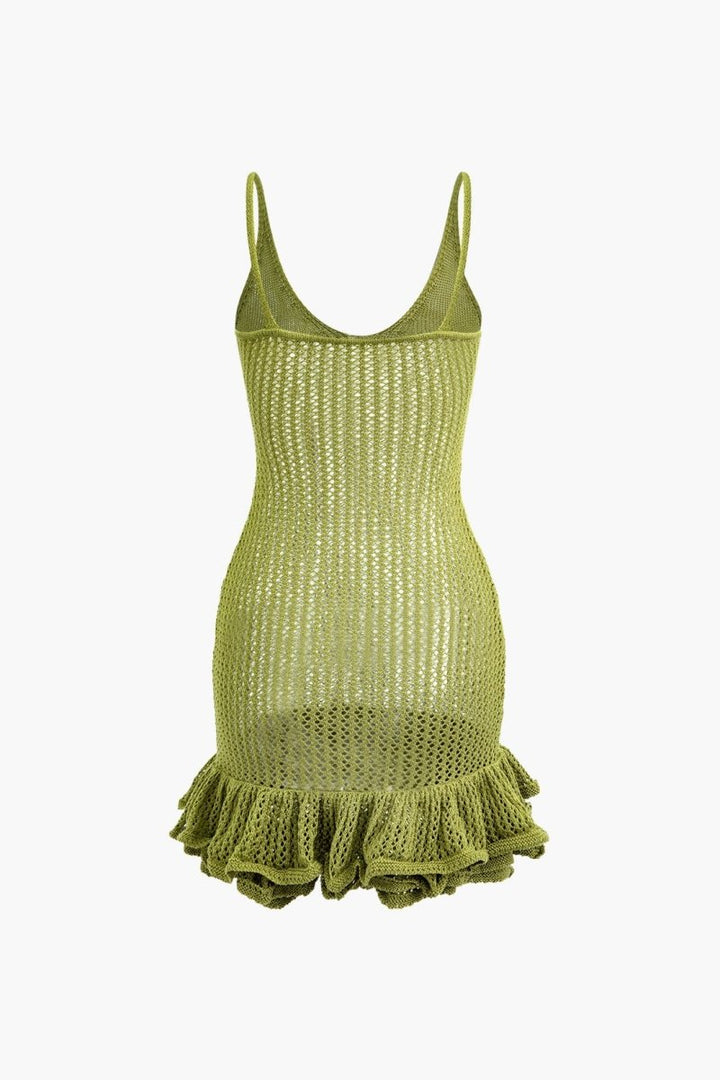 Dundee V-neck Ruffle Hem Knit Mini Dress