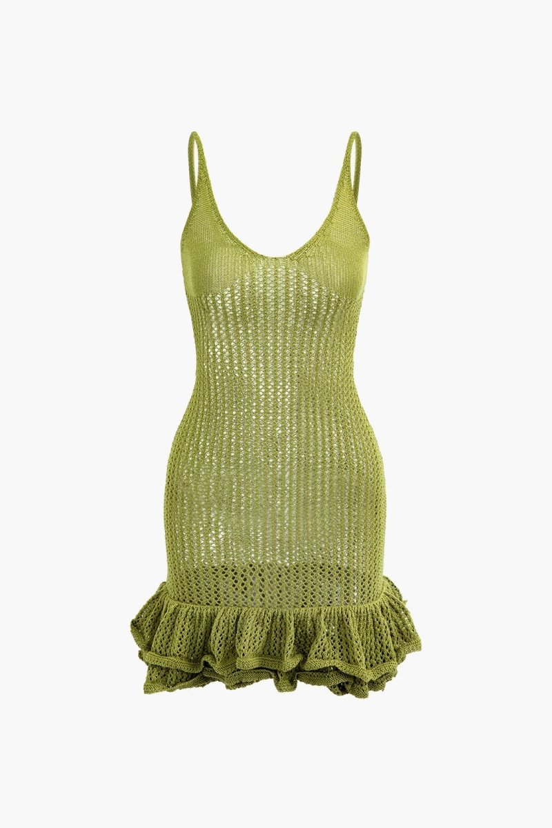 Dundee V-neck Ruffle Hem Knit Mini Dress