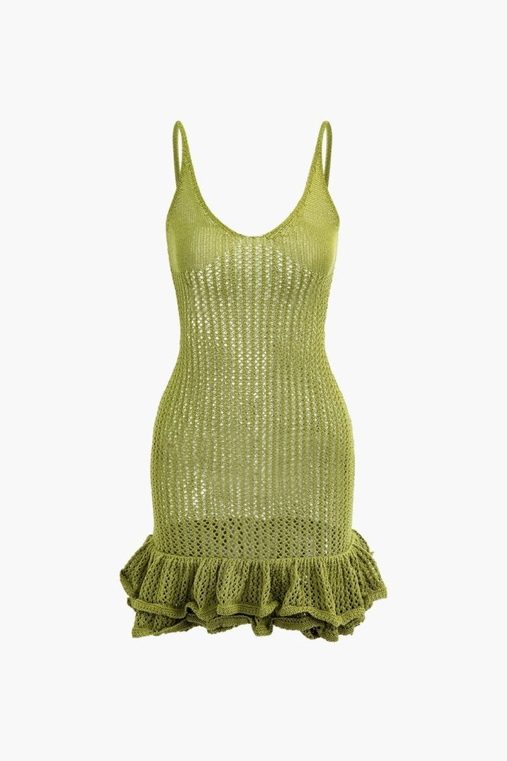 Dundee V-neck Ruffle Hem Knit Mini Dress