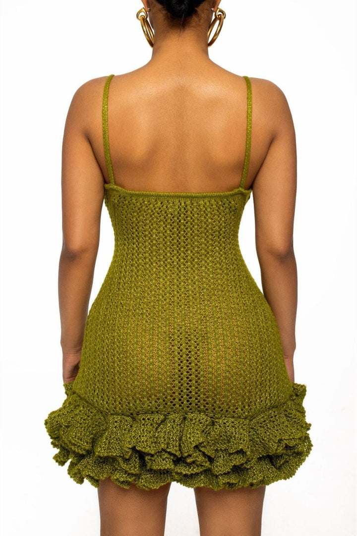 Dundee V-neck Ruffle Hem Knit Mini Dress