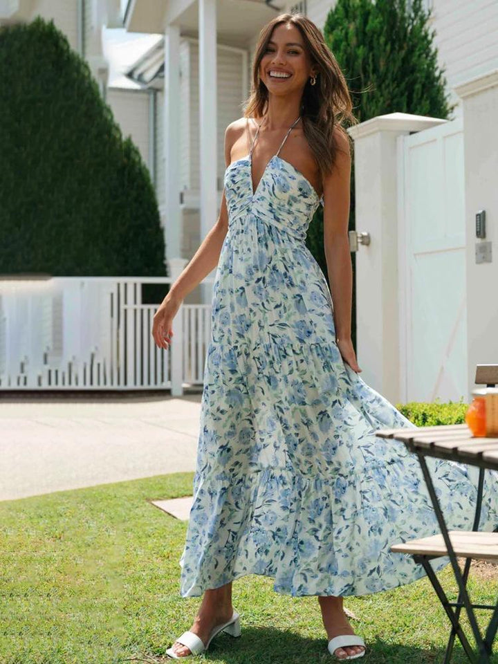 Beckett Floral Printed Halterneck Maxi Sundress