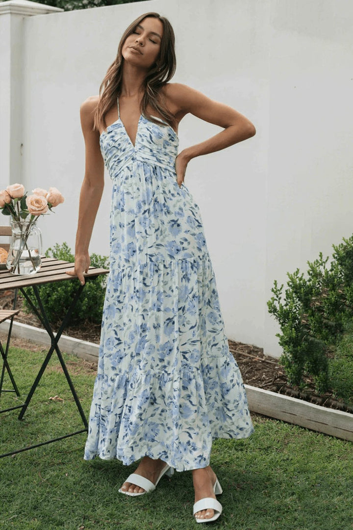 Beckett Floral Printed Halterneck Maxi Sundress