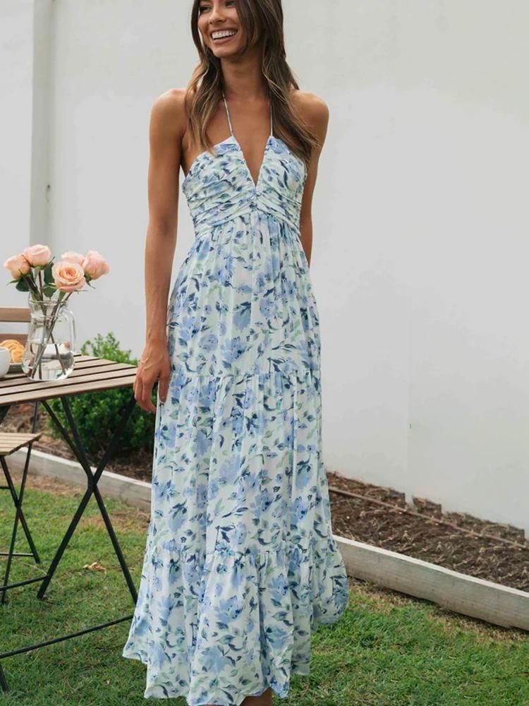 Beckett Floral Printed Halterneck Maxi Sundress