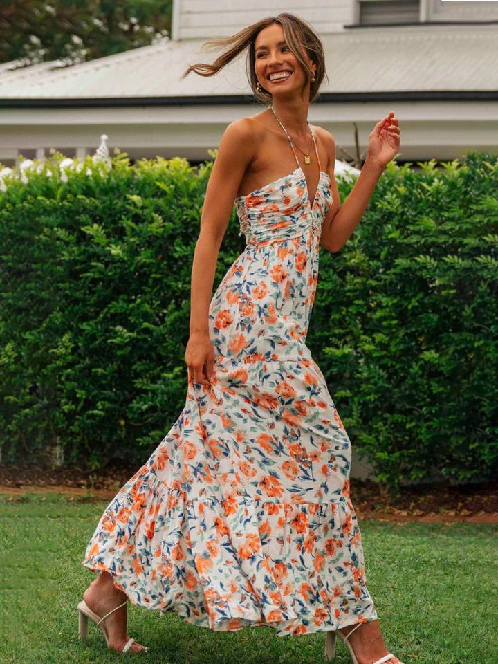 Beckett Floral Printed Halterneck Maxi Sundress