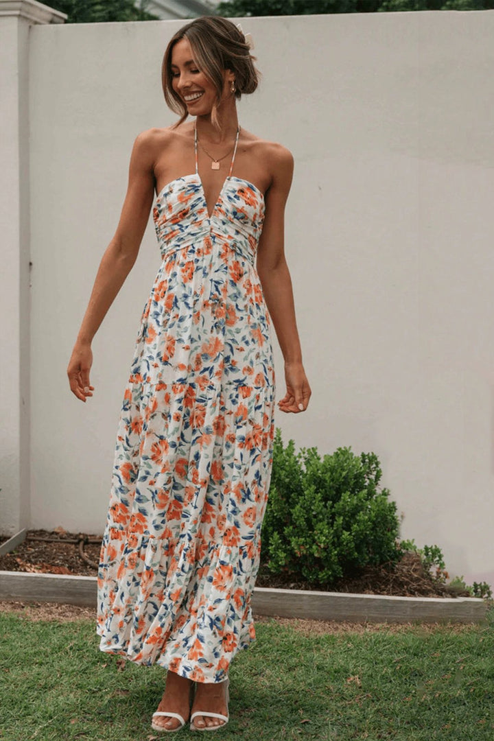Beckett Floral Printed Halterneck Maxi Sundress