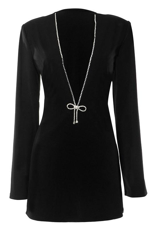 Delfina V-neck Diamante Mini Dress