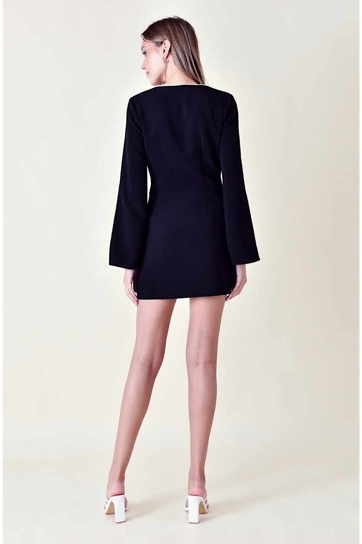 Delfina V-neck Diamante Mini Dress